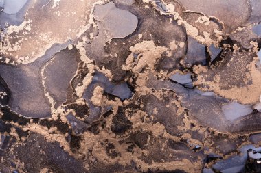 Siyah ve altın renkli mürekkep, soyut dokular, moda duvar kağıtları. Tasarım projesi için sanat davetiye, poster, sunum için arkaplan