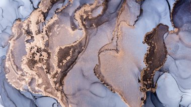 Siyah ve altın renkli mürekkep, soyut dokular, moda duvar kağıtları. Tasarım projesi için sanat davetiye, poster, sunum için arkaplan