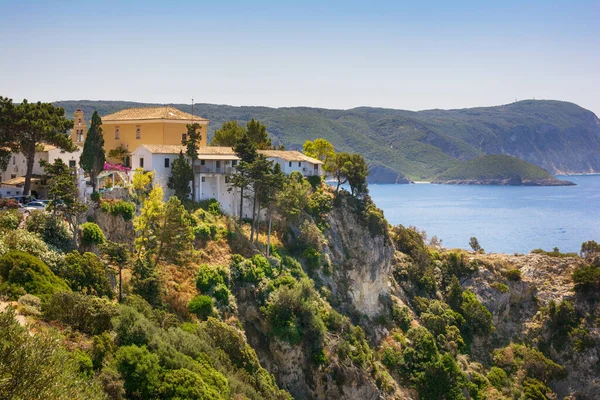 Beautiful Landscape Paleokastritsa Monastery Coast Ionian Sea Paradise Island Corfu — Foto Stock