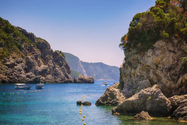 Vackert Landskap Vid Kusten Joniska Havet Korfu Eller Kerkyra Grekisk — Stockfoto