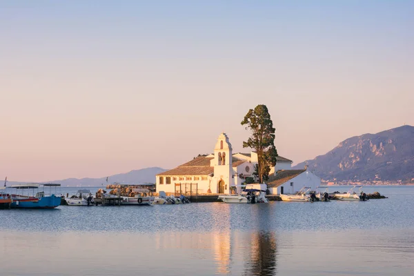 Beautiful Landscape Holy Monastery Panagia Vlacherna Coast Ionian Sea Corfu — ストック写真