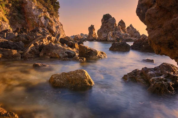 Beautiful Sunset Landscape Coast Ionian Sea Corfu Kerkyra Greek Island —  Fotos de Stock