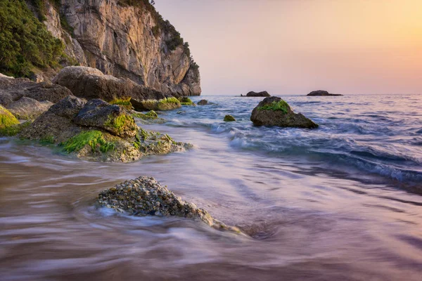 Beautiful Sunset Landscape Coast Ionian Sea Corfu Kerkyra Greek Island — Zdjęcie stockowe