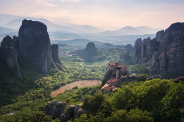 Beautiful landscape with amazing old monasteries of Meteora, Kalabaka, Greece