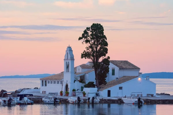 Beautiful Landscape Holy Monastery Panagia Vlacherna Coast Ionian Sea Corfu — Stockfoto