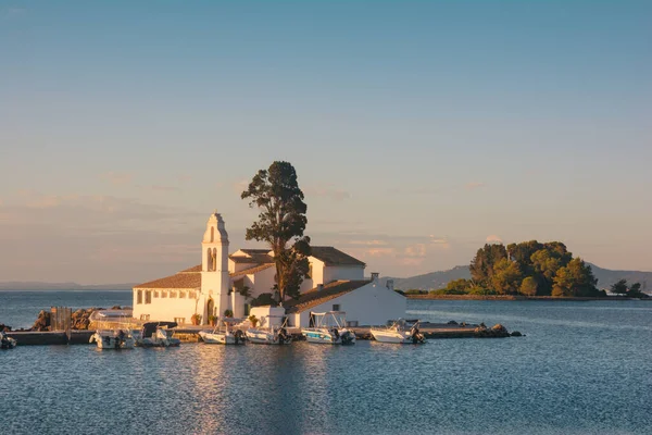 Beautiful Landscape Holy Monastery Panagia Vlacherna Coast Ionian Sea Corfu — ストック写真