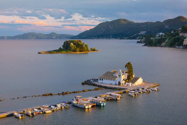 Beautiful Landscape Holy Monastery Panagia Vlacherna Coast Ionian Sea Corfu — Foto Stock