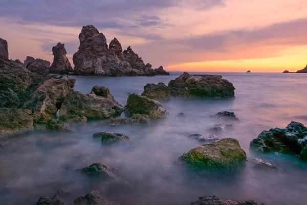 Beautiful Sunset Landscape Coast Ionian Sea Corfu Kerkyra Greek Island — Zdjęcie stockowe