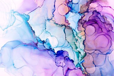 Renkli alkol mürekkebi, soyut doku ve moda duvar kâğıdının yakın çekimi. Tasarım projesi için sanat davetiye, kart, poster, sunum için arkaplan