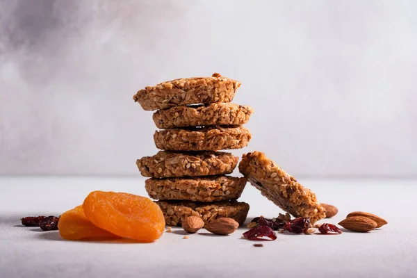 Granola Energy Biscuits Cookies Cereals Dried Cranberries Apricots Mix Nuts Stock Photo