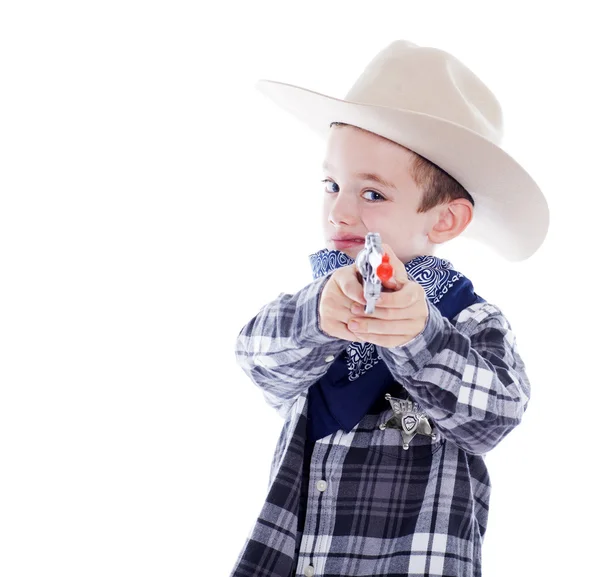 Ung pojke klädd som en cowboy — Stockfoto