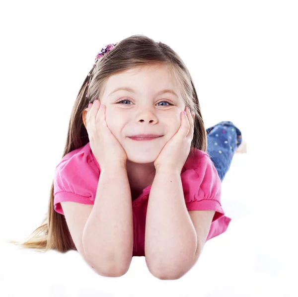 Jeune fille appuyée sur les mains — Photo