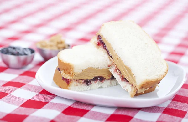 Sandwich de mantequilla de maní y jalea —  Fotos de Stock