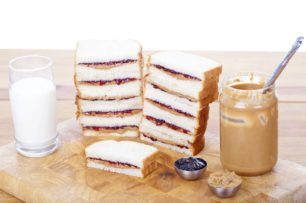 Stacks of peanut butter and jelly sandwiches — Stock Photo, Image