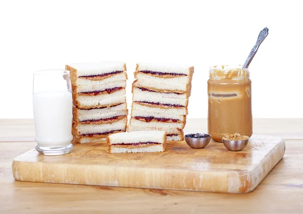 Stacks of peanut butter and jelly sandwiches — Stock Photo, Image