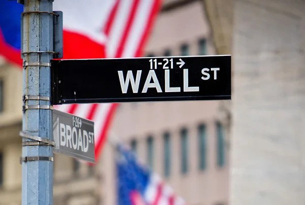 Wall St e Broad St cartello stradale a New York Foto Stock