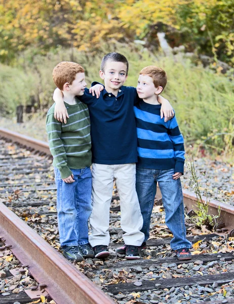 Boys on the tracks — Stock Photo, Image