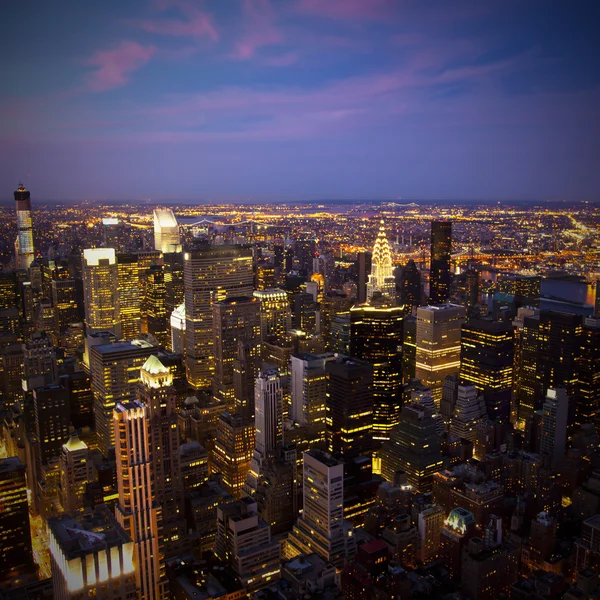 Skyline di New York al tramonto Immagini Stock Royalty Free