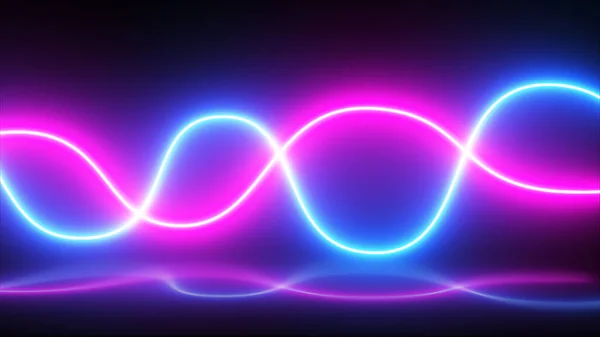3d render, abstract panoramic background, Realistic neon pink and blue wave with reflections. neon light, laser show, impulse, equalizer chart, ultraviolet spectrum, pulse power lines,