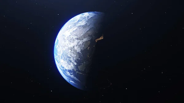 Сфера Ночной Планеты Земля Космосе Городское Освещение Планете Жизнь Людей — стоковое фото