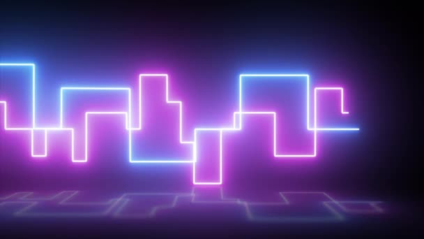 Render Glowing Neon Lines Abstract Background Looped Animation Abstract Panoramic — Vídeo de Stock