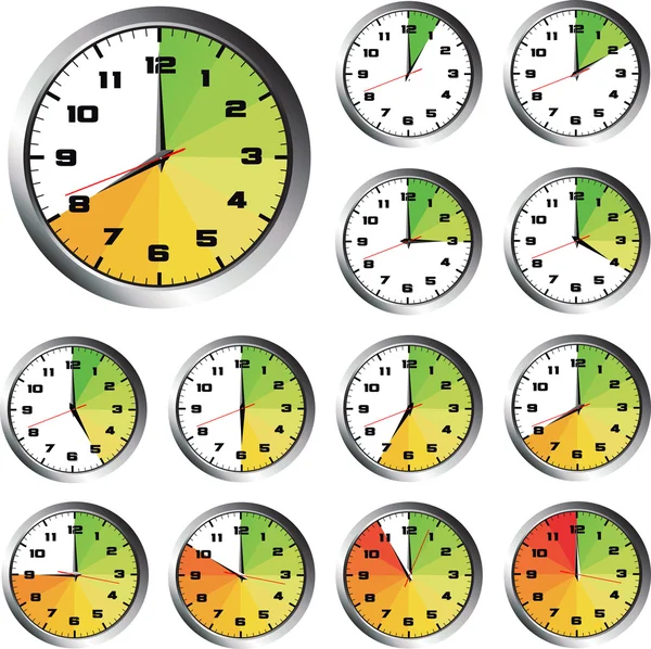 12 horas de reloj establecido — Vector de stock