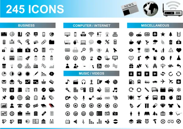 245 Icons Set — Stok Vektör