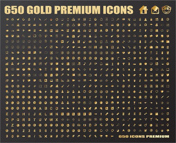 650 iconos de oro — Archivo Imágenes Vectoriales