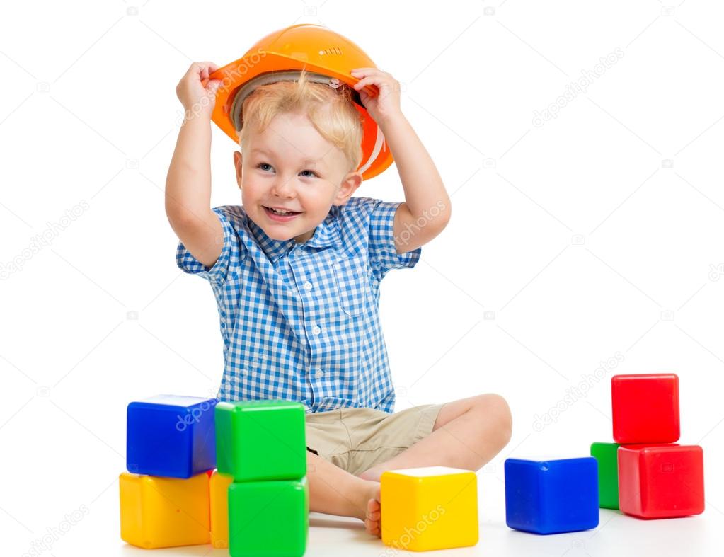 kid playing blocks