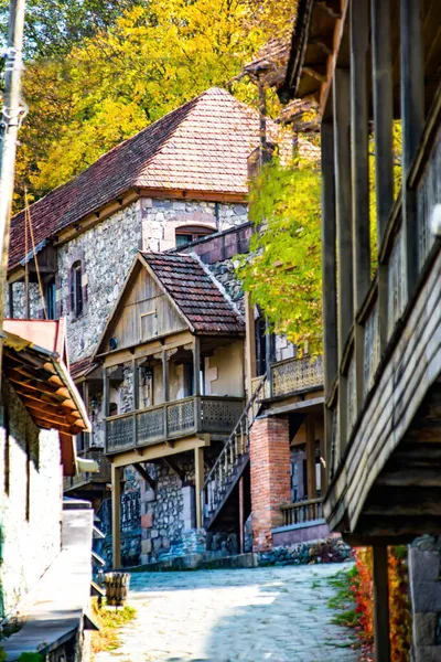 Schöne Häuser Alte Hausarchitektur Holzhütten Und Häuser — Stockfoto