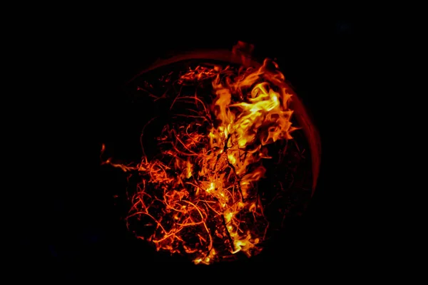 Fogo Vermelho Chão Terra Está Arder Chama Fogo — Fotografia de Stock
