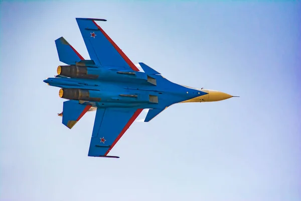 战斗机在飞行 战斗机在天空中 30轰炸机在空中的飞行俄罗斯联邦空军 — 图库照片