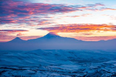 Fantastic sunset and mountain. The most beautiful mountain in the world. Mount Ararat