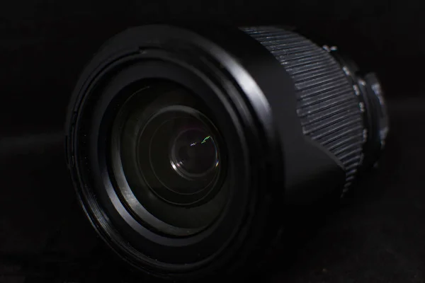 Camera Lens Black Background Close Camera Lens — Stock Photo, Image