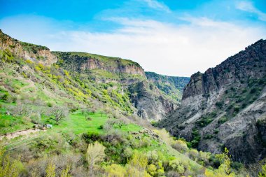 Beautiful natural landscape with mountains and forests. Canyon and high mountains