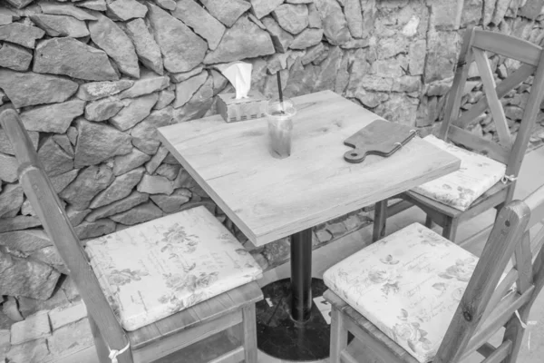 Drewniane Krzesła Stół Kącik Restauracji Meble Restauracji — Zdjęcie stockowe