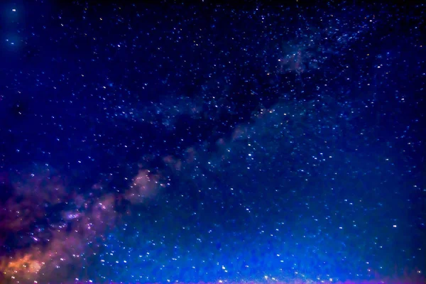 Starry Sky Bright Milky Way Galaxy Beautiful Night Landscape Stockbild