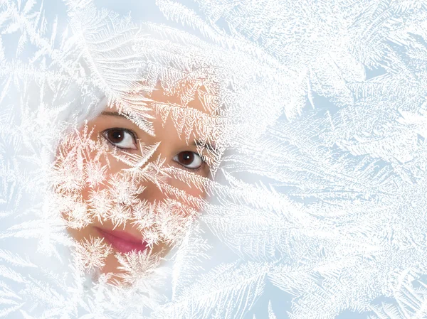 Looking through a frosted window — Stock Photo, Image
