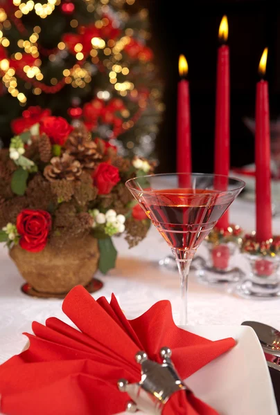 Red christmas table 2 — Stock Photo, Image