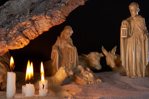 Figuras de berço de madeira — Fotografia de Stock