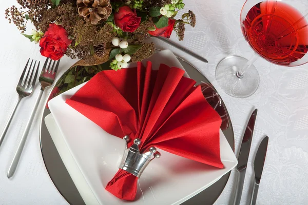 Tavolo festivo in rosso e bianco 5 — Foto Stock