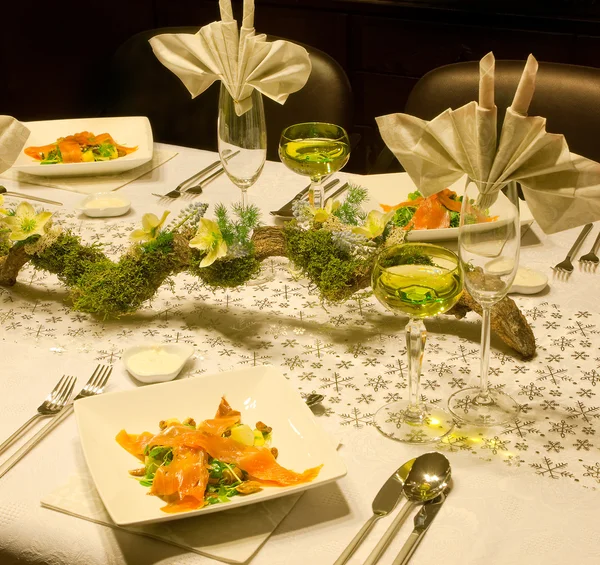 Eerste cursus met zalm — Stockfoto