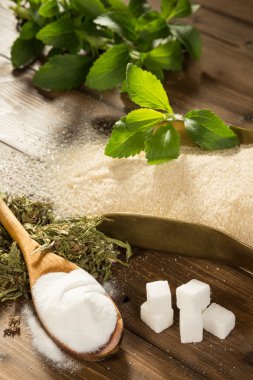Healthy stevia or bad sugar clipart