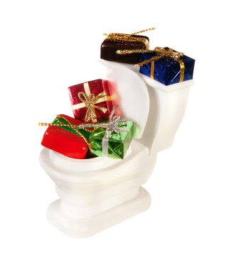 Toilet full of presents clipart
