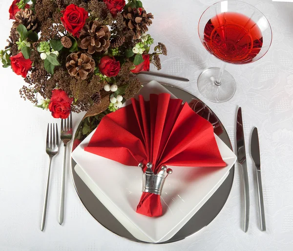 Festive table in red and white 4 — Stock Photo, Image