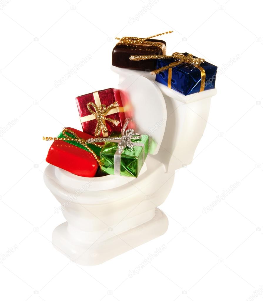 Toilet full of presents