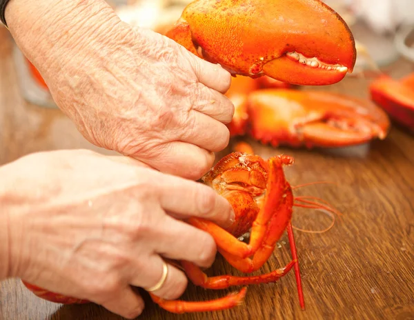 Cracking a lobster — Stock Photo, Image