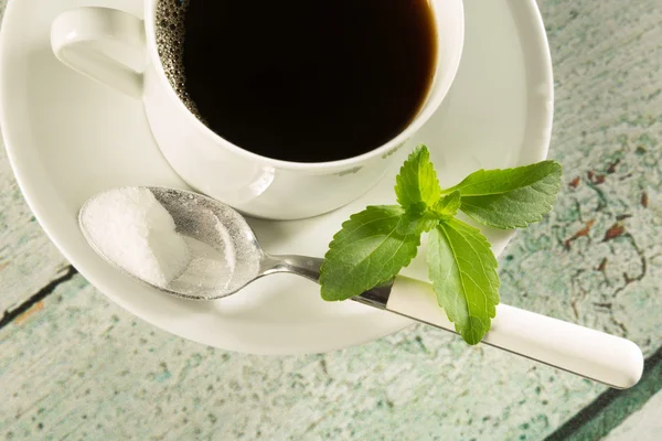 Stevia ile kahve — Stok fotoğraf