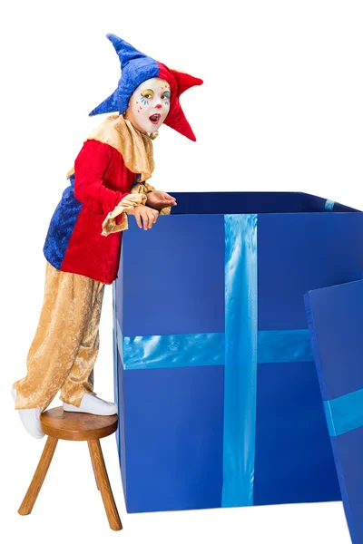 Surprise box with jester — Stock Photo, Image