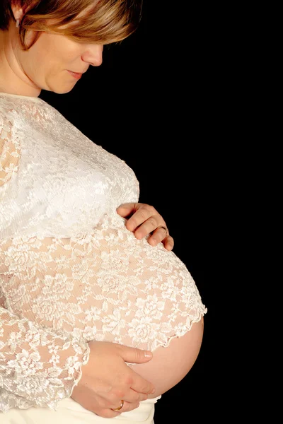 Schwangerschaftslächeln — Stockfoto